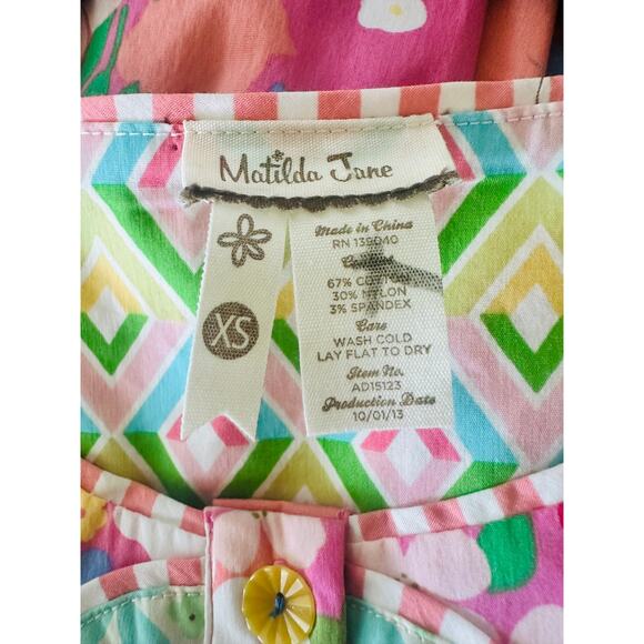 Matilda Jane Leah Wonderful Parade Childs Summer Dress XS Bright Floral Happy - Picture 3 of 4